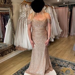 Formal sequin rose gold dress